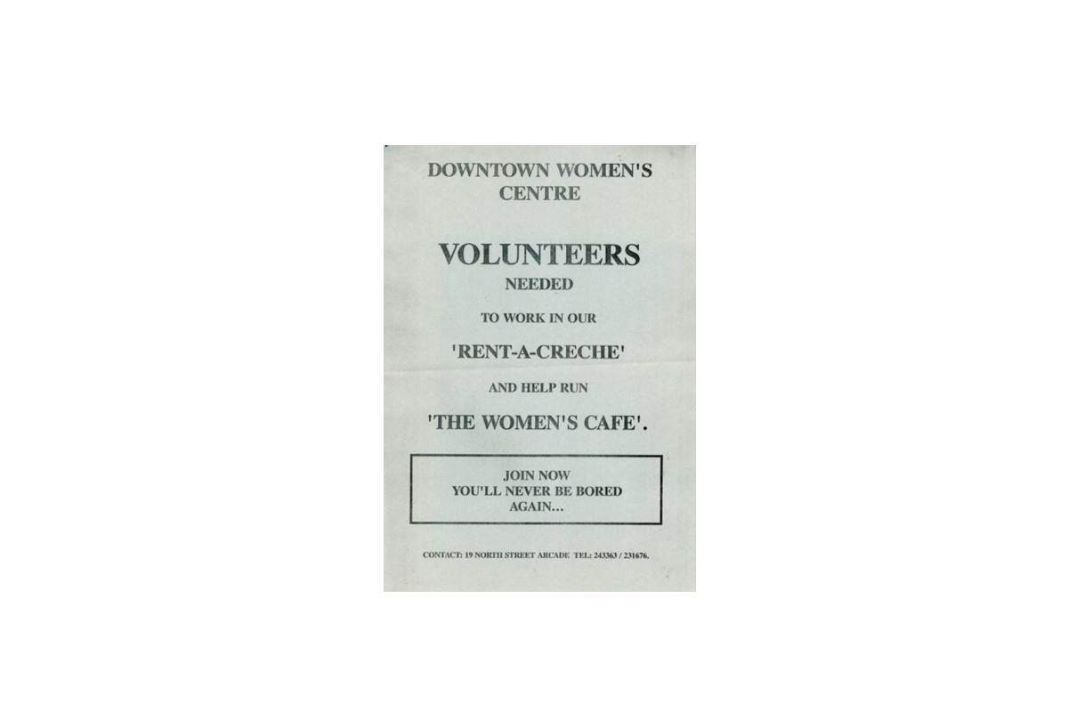 Leaflet/poster produced by the Belfast Women's Centre 
 Linen Hall LIbrary